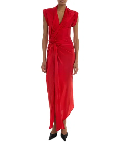 Victoria Beckham Womens Cardinal Red Asymmetric Plunge Stretch-woven Maxi Dress