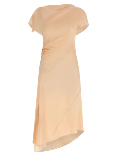 Victoria Beckham Asymmetric Twist Dresses Pink In Orange
