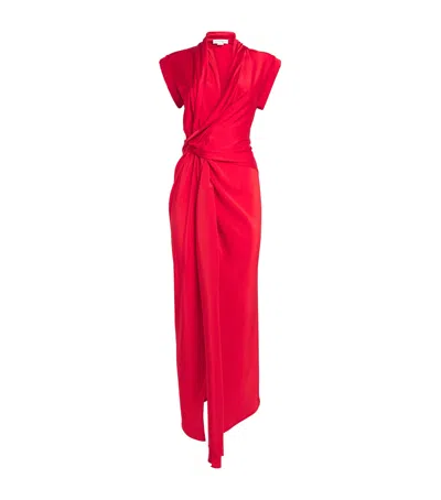 Victoria Beckham Asymmetric Twist Maxi Dress In Red