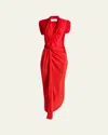 Victoria Beckham Womens Cardinal Red Asymmetric Plunge Stretch-woven Maxi Dress In Red