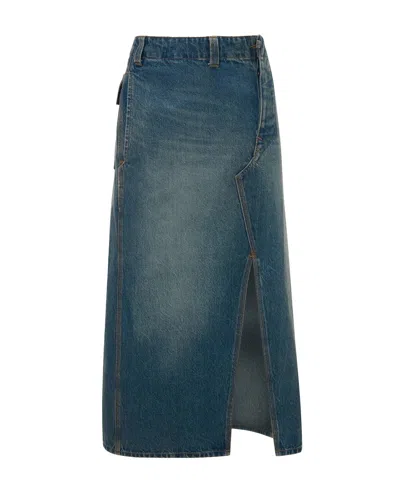 Victoria Beckham Asymmetric Utility Skirt Washed Blue