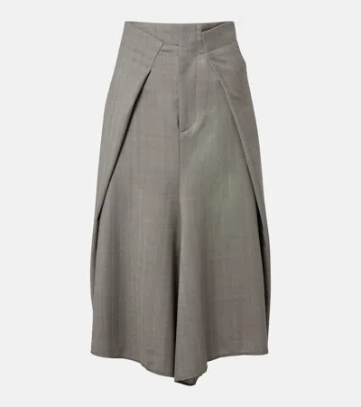 Victoria Beckham Asymmetric Virgin Wool Midi Skirt In Gray