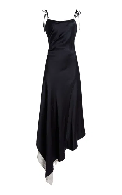 Victoria Beckham Asymmetrical Draped Midi Dress In Black
