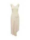 Victoria Beckham Folded Cap Sleeve Midid Dress In Yellow