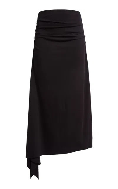 Victoria Beckham Asymmetrical Gathered Skirt In Black