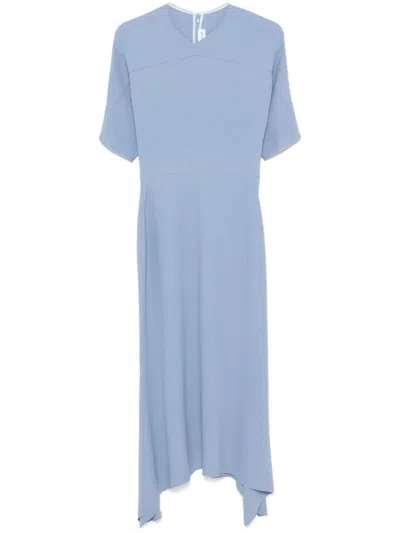 Victoria Beckham Gathered Crepe Midi Dress In Blue