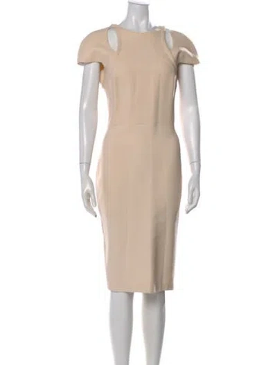 Pre-owned Victoria Beckham Asymmetrical Knee-length Dress In Neutral