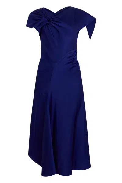 Victoria Beckham Asymmetric One Shoulder Dress Side Knot In Multi