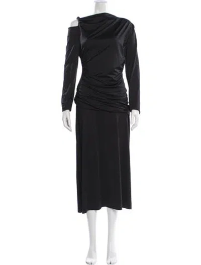 Pre-owned Victoria Beckham Asymmetrical Long Dress In Black
