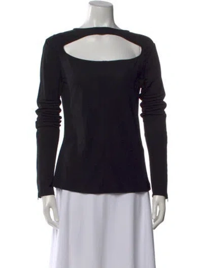 Pre-owned Victoria Beckham Asymmetrical Long Sleeve Top In Black