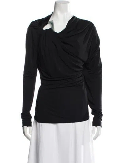 Pre-owned Victoria Beckham Asymmetrical Long Sleeve Top W/ Tags In Black