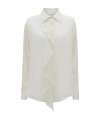 Victoria Beckham Womens Ivory Ruffle-trim Silk Blouse In White