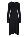 Victoria Beckham Draped Midi Skirt Asymmetric Design Slit In Black