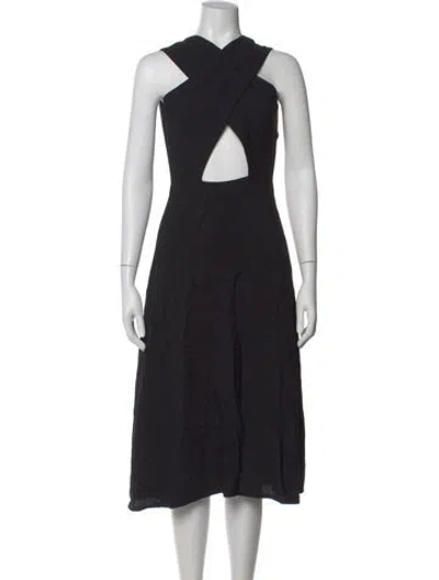 Pre-owned Victoria Beckham Asymmetrical Midi Length Dress In Black