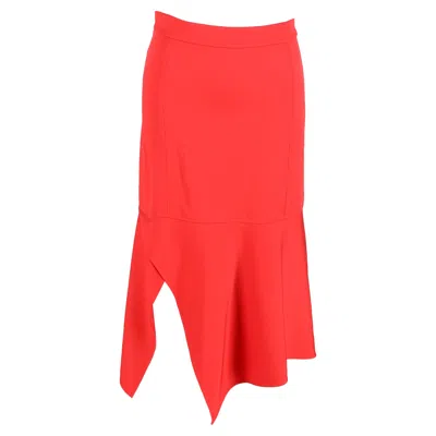 Victoria Beckham Asymmetrical Midi Skirt In Red Acetate
