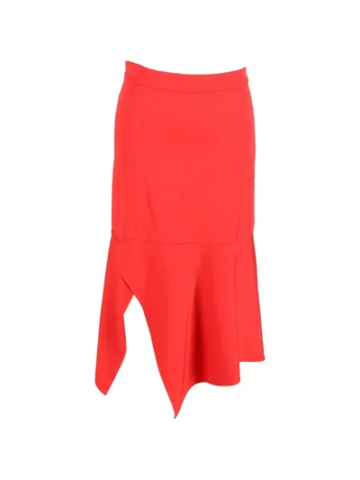 Pre-owned Victoria Beckham Asymmetrical Midi Skirt In Red