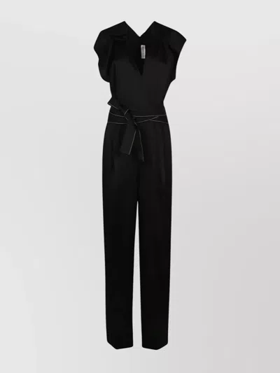 VICTORIA BECKHAM ASYMMETRICAL NECK JUMPSUIT BELTED