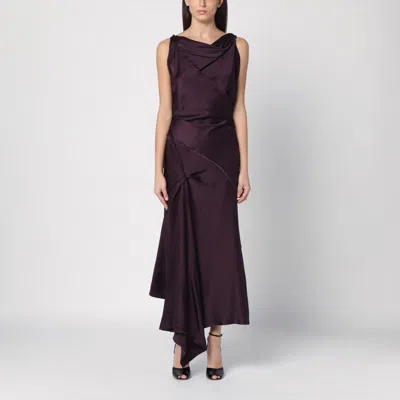 Victoria Beckham Asymmetrical Plum-coloured Midi Dress Women In Purple
