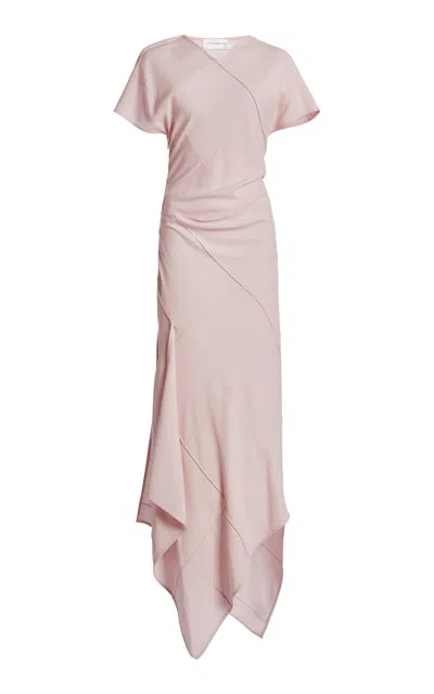 Victoria Beckham Asymmetrical Seam-detailed Midi Dress In Pink