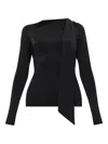 Victoria Beckham Asymmetric Cut Out Crewneck Top In Black