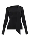Victoria Beckham Asymmetric Cut Out Crewneck Top In Black