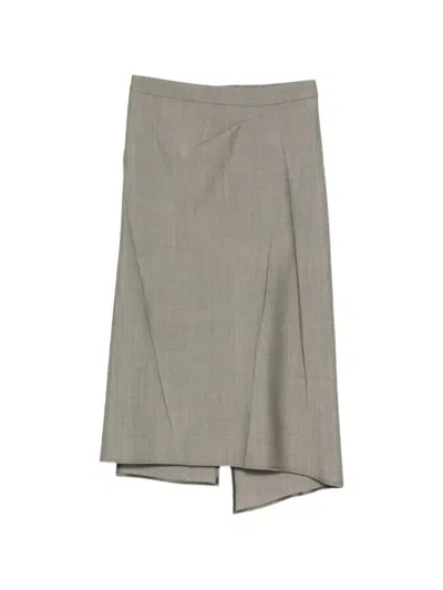 Victoria Beckham Asymmetric-hem Midi Skirt In Gray