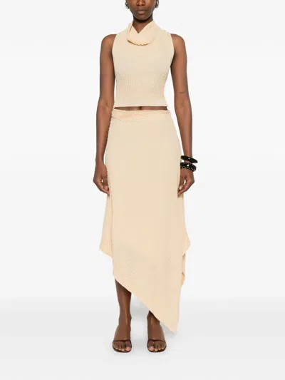 Victoria Beckham Asymmetric-hem Midi Skirt In Neutral