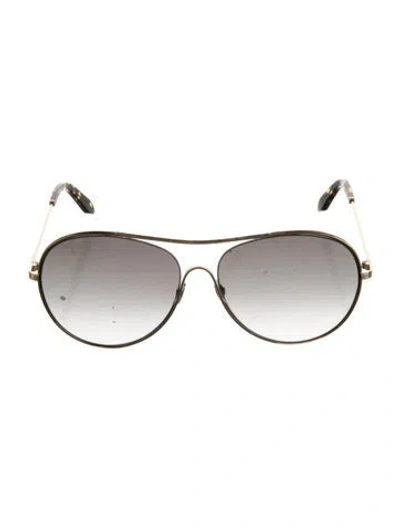 Pre-owned Victoria Beckham Aviator Gradient Sunglasses In Gold