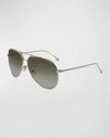 Victoria Beckham Khaki Aviator Ladies Sunglasses Vb203s 701 62 In Gold/khaki