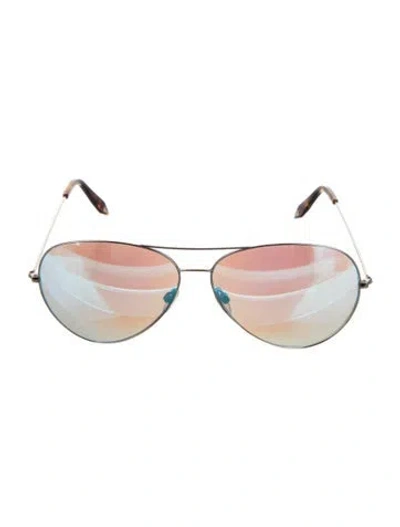 Pre-owned Victoria Beckham Aviator Mirrored Sunglasses In Silver