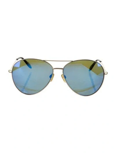 Pre-owned Victoria Beckham Aviator Tinted Sunglasses In Gold