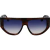 Victoria Beckham B-buckle 55mm Modified Rectangular Sunglasses In Brown Horn