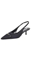 Victoria Beckham B Buckle Kitten Heel Slingbacks Navy In Navy