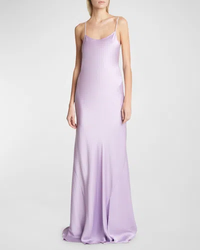 Victoria Beckham Backless Maxi Cami Slip Dress In Purple