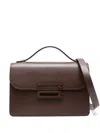 Victoria Beckham Rectangular Calfskin Shoulder Bag With Modern Clasp In Brown
