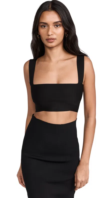 Victoria Beckham Square Neck Cropped Sleeveless Bandeau Top In Black