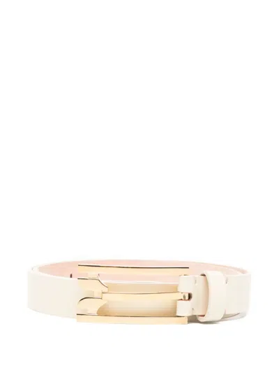 Victoria Beckham Bar Buckle Belt In Neutral