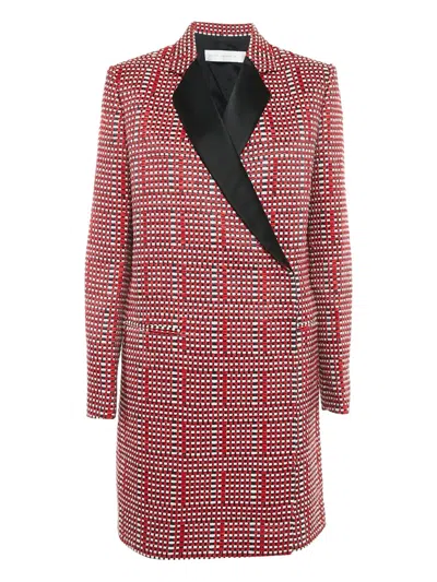 Pre-owned Victoria Beckham Basket-weave Coat In Red