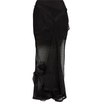 Victoria Beckham Basque Detail Mesh Skirt In Black | ModeSens