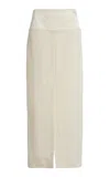 Victoria Beckham Basque Detailed Crepe Midi Skirt In Ivory