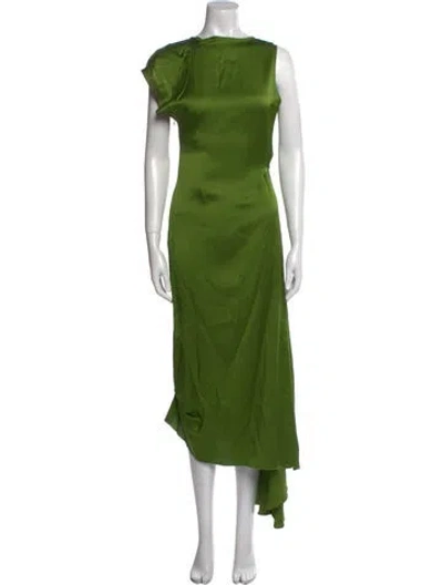 Pre-owned Victoria Beckham Bateau Neckline Long Dress W/ Tags In Green