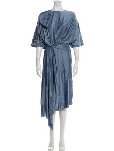 Pre-owned Victoria Beckham Bateau Neckline Midi Length Dress In Blue