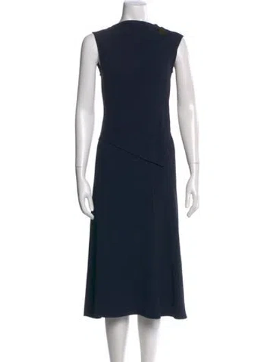 Pre-owned Victoria Beckham Bateau Neckline Midi Length Dress In Blue
