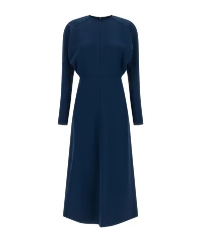 Victoria Beckham Batwing-sleeve Flared Midi Dress In Blue