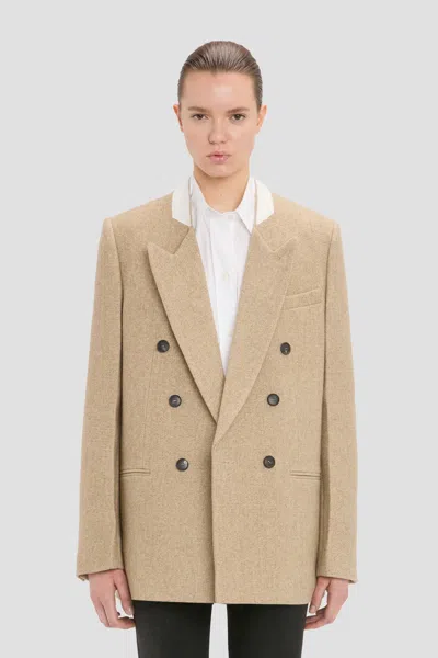 Victoria Beckham Beatrice Jacket In Camel Melange In Brown