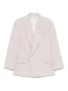 Victoria Beckham Tailored Double-breasted Jacket With Unique Belt Detail In Neutral