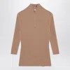 Victoria Beckham Ribbed Merino Wool-blend Half-zip Sweater