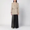 VICTORIA BECKHAM BEIGE WOOL JACKET WITH BELT