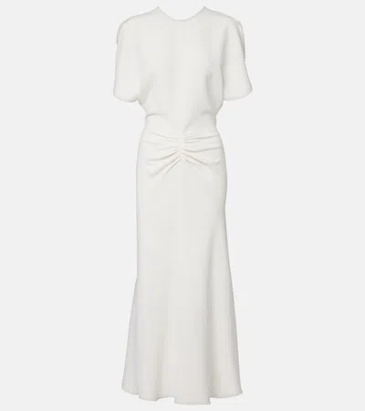 Victoria Beckham Gathered Waist Satin Maxi Dress In White