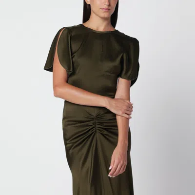 Victoria Beckham Bela Green Crepe Satin Top